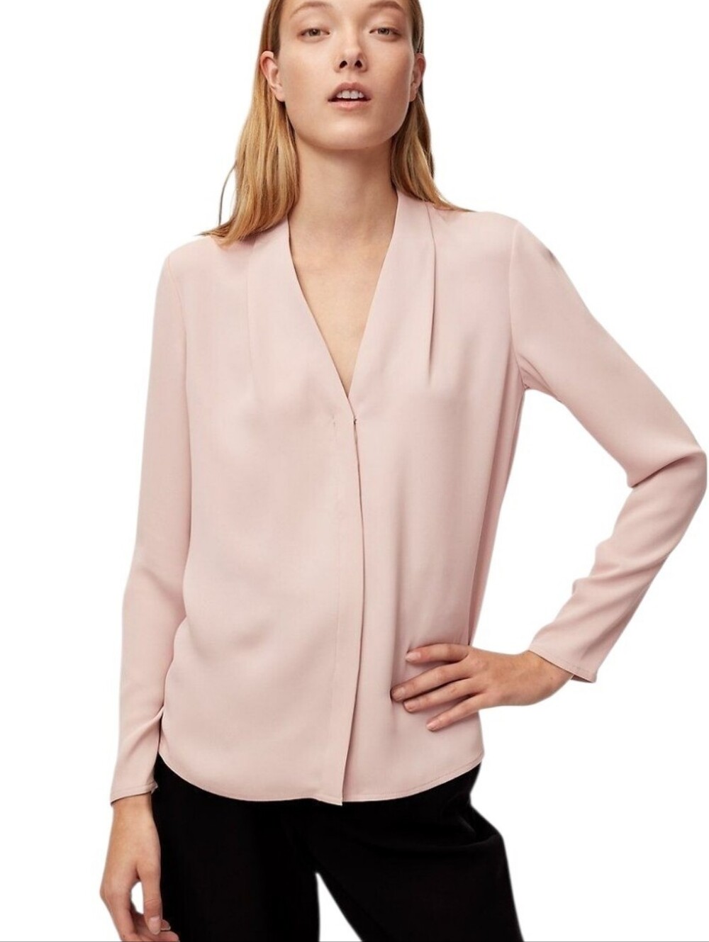 Aritzia Babaton Akira Power Blouse Pink